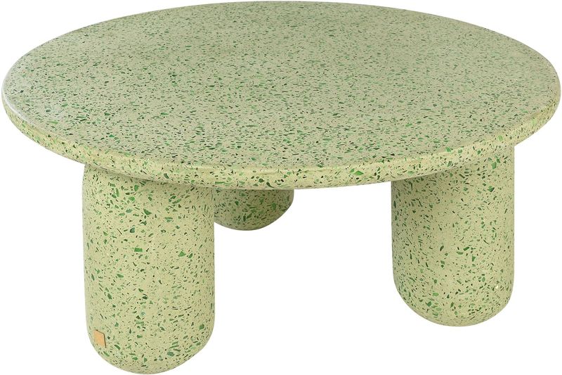 LENE, Designer Couchtisch rund 80 cm grün Terrazzo