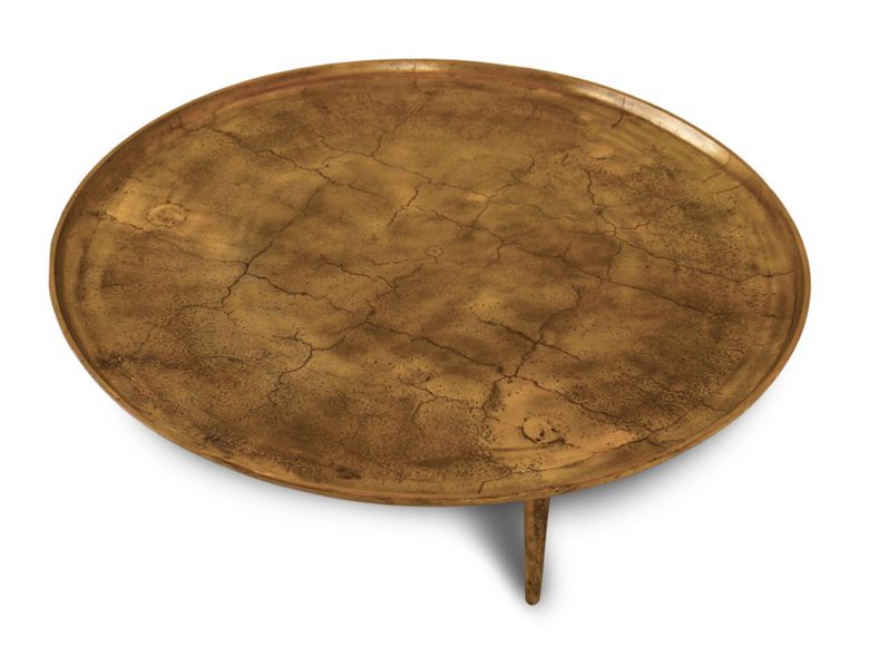 ELLI, großer runder Couchtisch D 103 cm marmoriert Gold