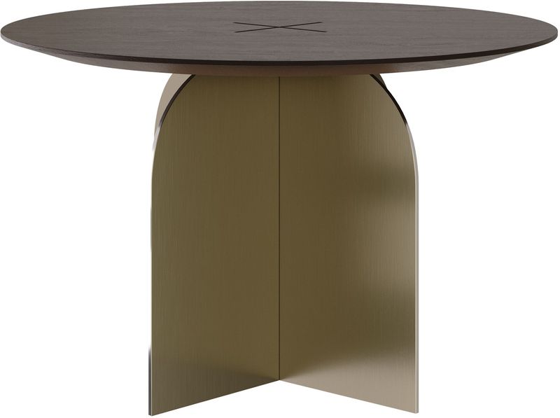 Designer Couchtisch RAY rund 70 cm Edelstahl und Eiche