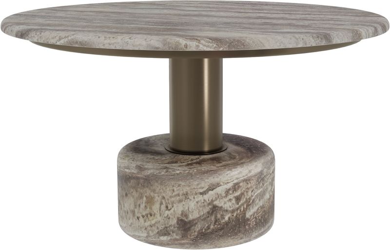 Designer Couchtisch COOPER rund 70 cm Travertin grau