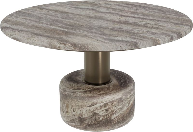 Designer Couchtisch COOPER rund 70 cm Travertin grau