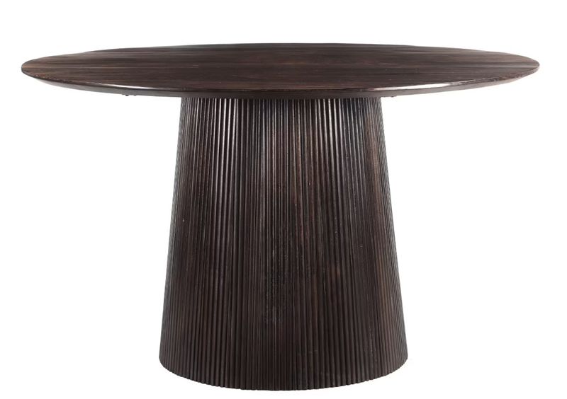 SALVA, Esstisch rund 130 cm Holz dunkelbraun Mittelsäule