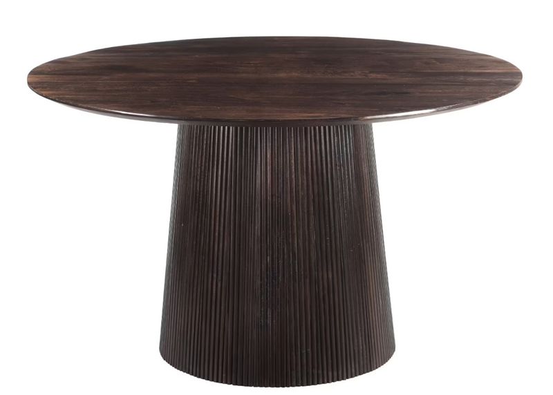 SALVA, Esstisch rund 130 cm Holz dunkelbraun Mittelsäule