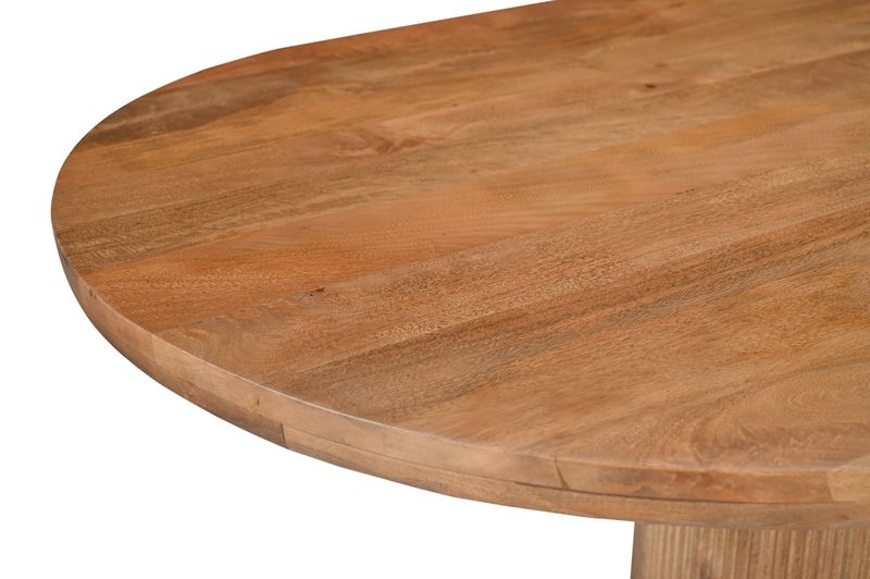 VILA, Esstisch oval 220*100 cm natur-braun Holz, Säulentisch