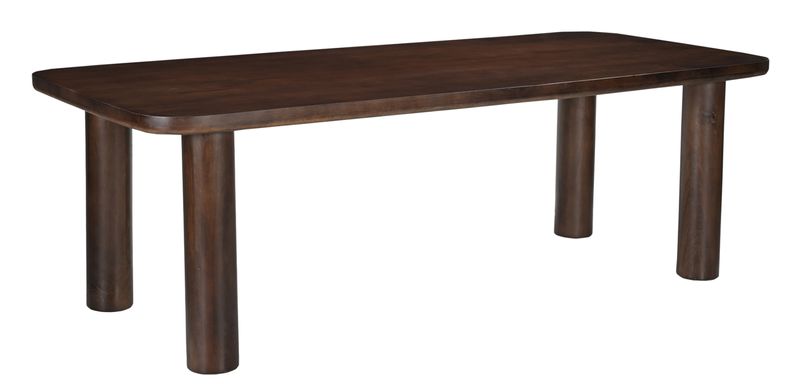 BAO, Esstisch 240 cm rechteckig dunkles Holz-runde Beine, Holztisch