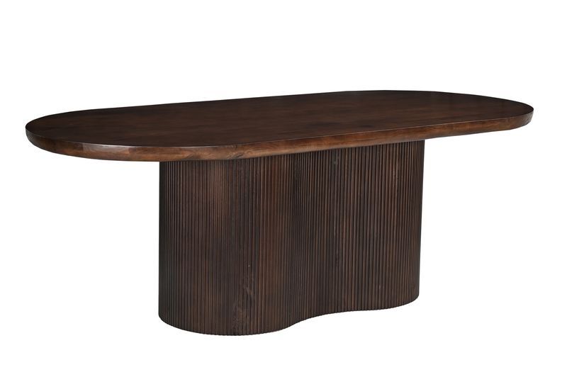 VILA, Esstisch oval 250 cm dunkelbraun Holz, Säulentisch
