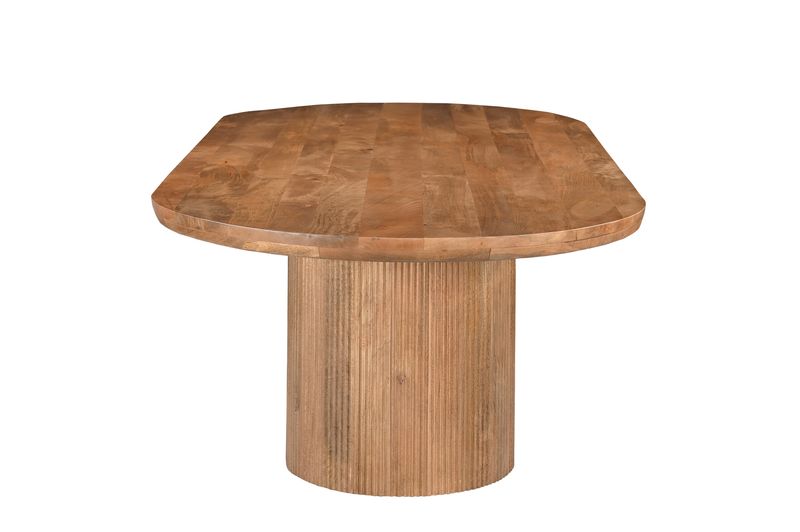 VILA, Esstisch oval 250 cm natur-braun Holz, Säulentisch