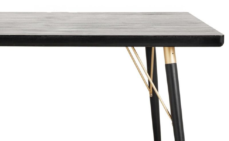 Landhaus Esstisch LUKE eckig Länge 180 cm schwarz-gold