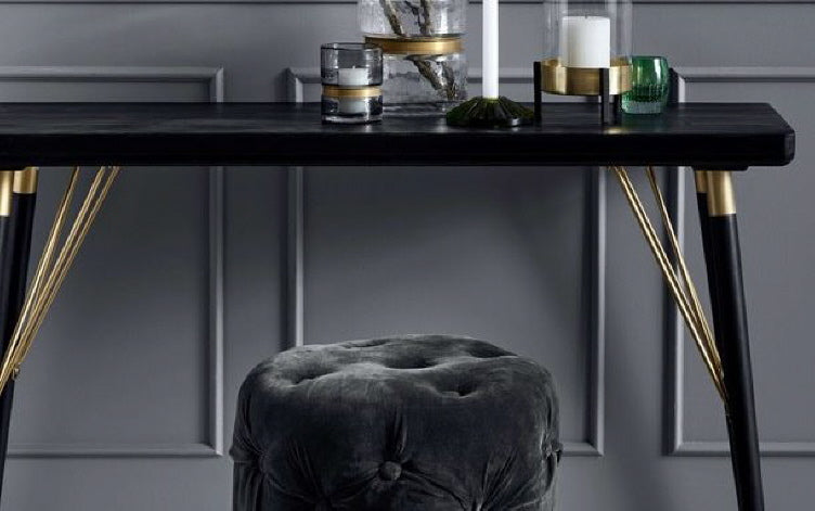 Designer Konsolentisch LUKE, Wandkonsole 120 cm schwarz-gold