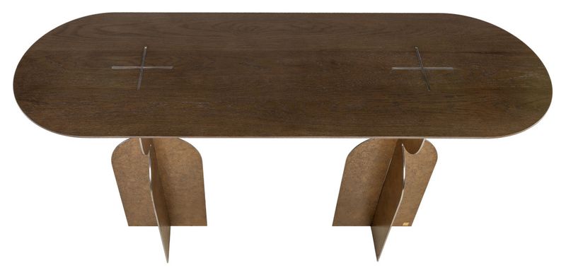 CLOÉ, Designer Konsolentisch oval 140 cm Bronze-Eiche