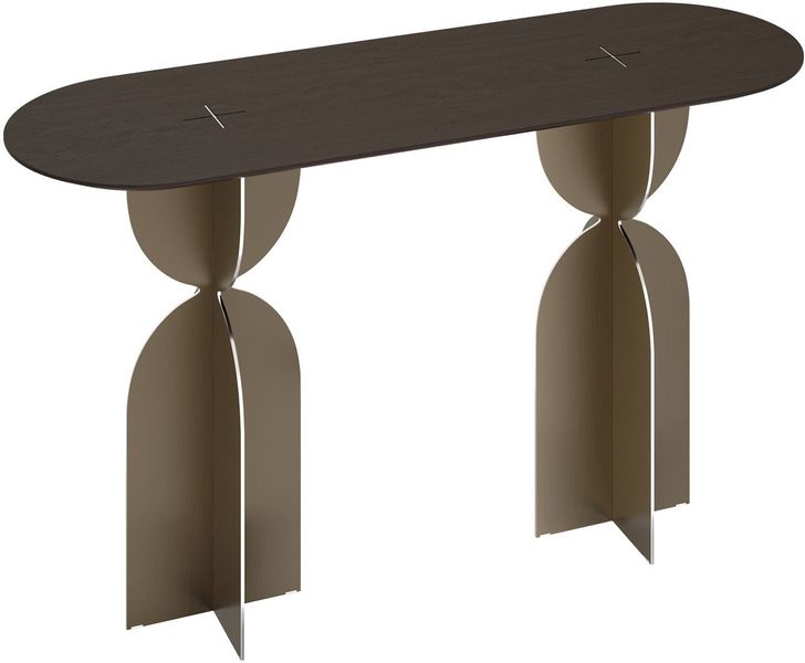 Designer Konsolentisch RAY Edelstahl & Eiche B 140 cm