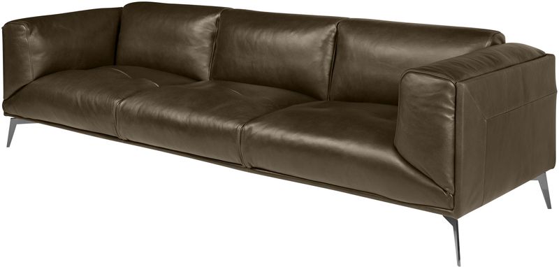 BARA, modernes 3 Sitzer Ledersofa in schwarz und braunen Naturleder Farben