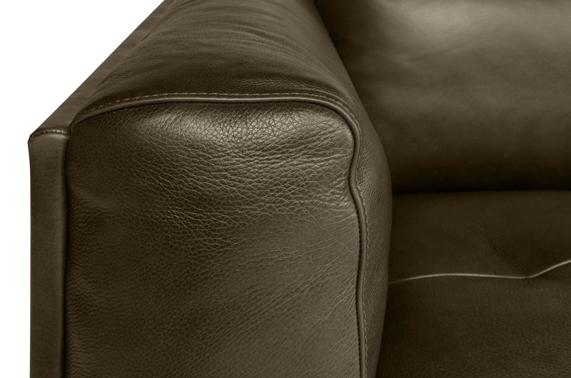 BARA, modernes 3 Sitzer Ledersofa in schwarz und braunen Naturleder Farben