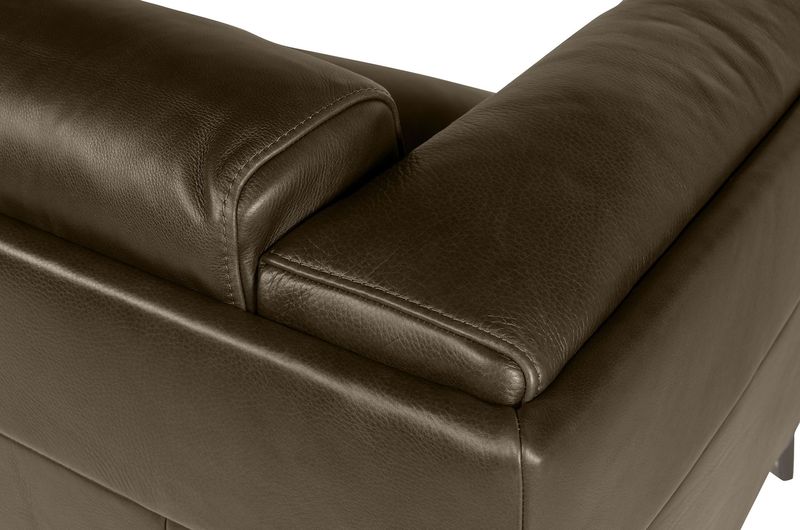 BARA, modernes 3 Sitzer Ledersofa in schwarz und braunen Naturleder Farben