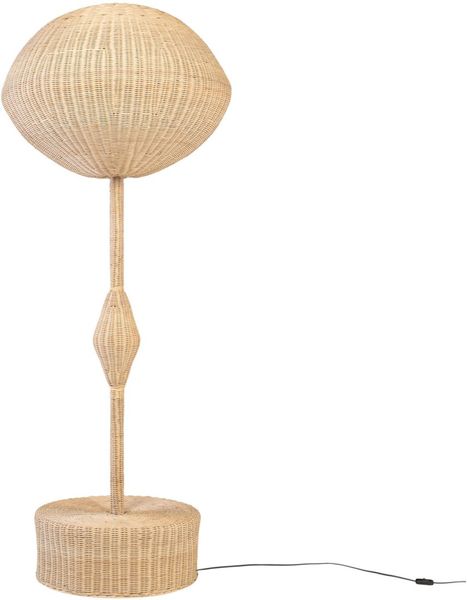 RITA-1, Designer Rattan Stehlampe rund