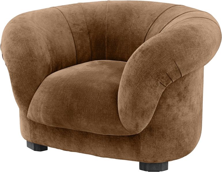 Designer Samt Sessel LANA karamel-braun B 115 cm