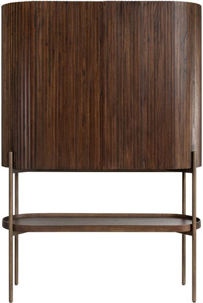 POGO, Hochbeiniger Designer Schrank oval mit Regal Holz-Messing, Designermöbel