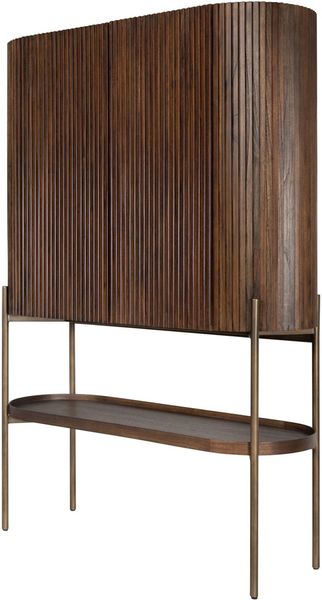 POGO, Hochbeiniger Designer Schrank oval mit Regal Holz-Messing, Designermöbel
