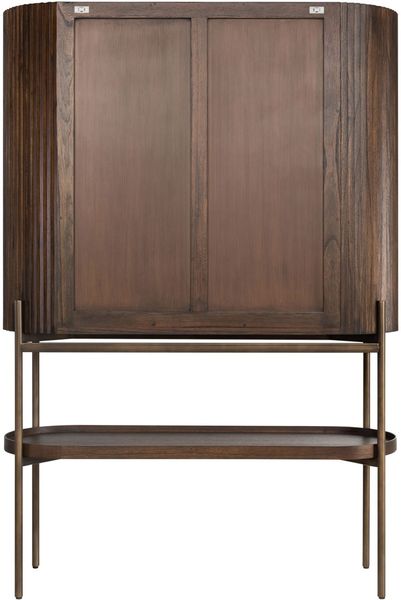 POGO, Hochbeiniger Designer Schrank oval mit Regal Holz-Messing, Designermöbel