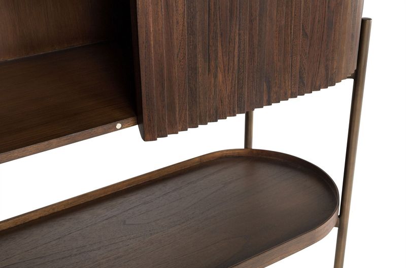 POGO, Hochbeiniger Designer Schrank oval mit Regal Holz-Messing, Designermöbel
