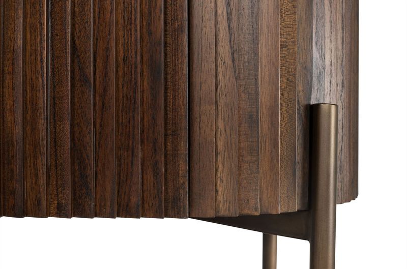 POGO, Hochbeiniger Designer Schrank oval mit Regal Holz-Messing, Designermöbel