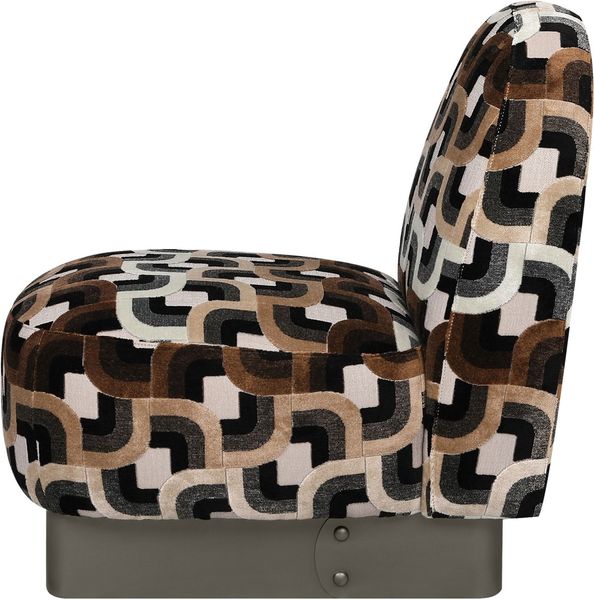 KAIN, Designer Stoff Sessel  braun-beige abstraktes Muster