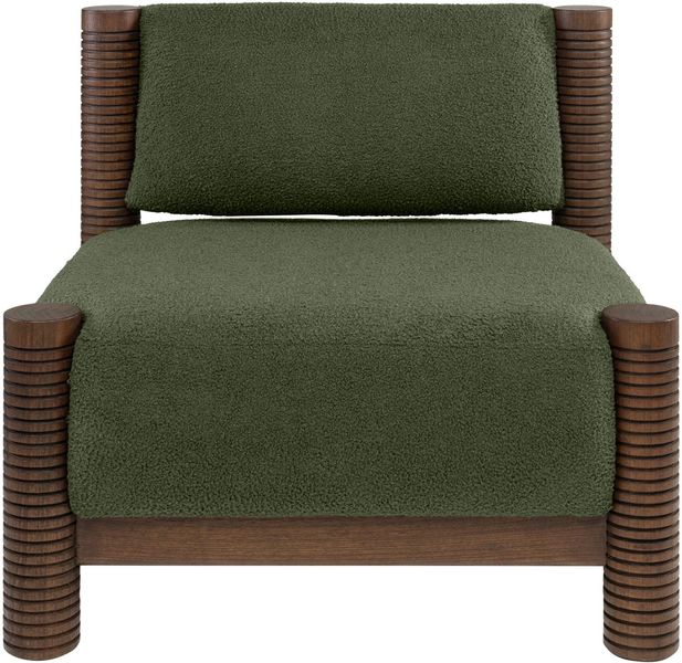 Matz Möbel Sessel EIKE, Lounge-Sessel grüner Stoff - Holz dunkelbraun