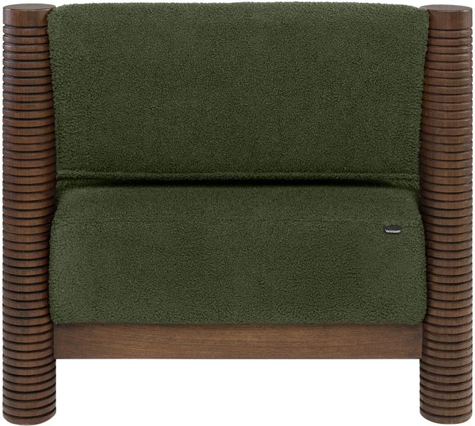 Matz Möbel Sessel EIKE, Lounge-Sessel grüner Stoff - Holz dunkelbraun