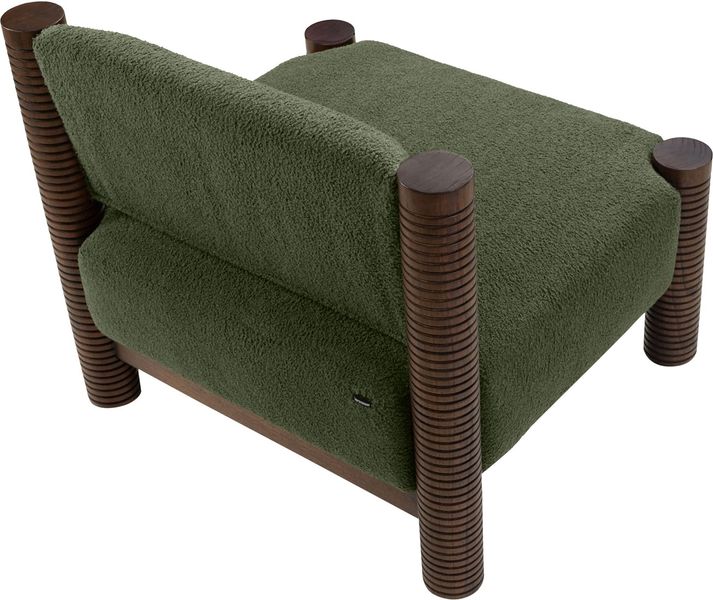 Matz Möbel Sessel EIKE, Lounge-Sessel grüner Stoff - Holz dunkelbraun