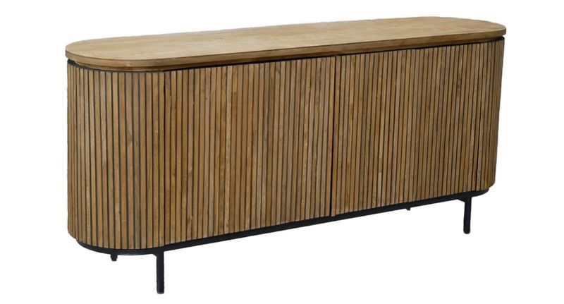 Designer Sideboard SANA oval Breite 180 cm Holz-Metall, Designermöbel