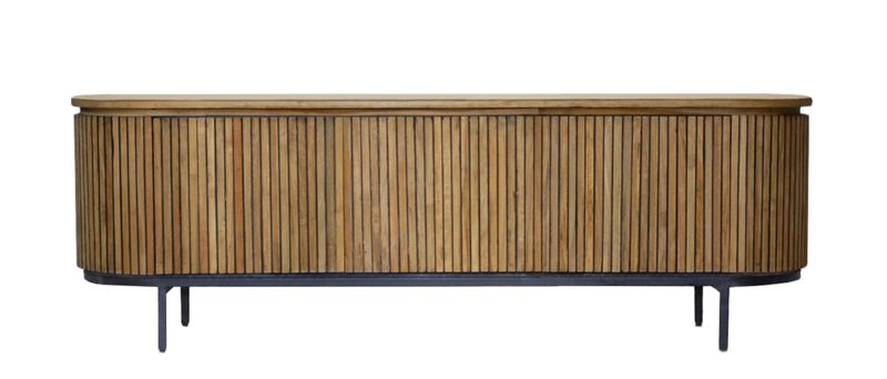 Ovales TV-Lowboard SANA 170 cm lang Holz-Metall
