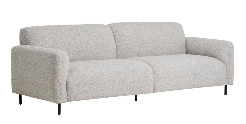 DORA, Sofa 3 Sitzer hellgrau Stoff Bouclé