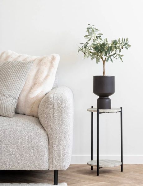 DORA, Sofa mit Longchair links hellgrau Stoff Bouclé