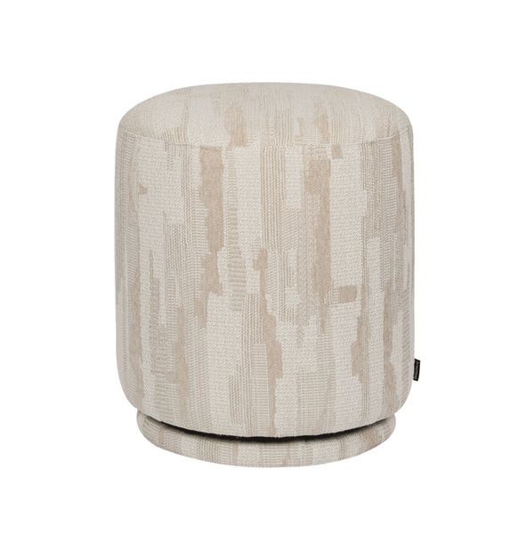 Designer Polsterhocker MADI Stoff beige-weiß, Drehhocker