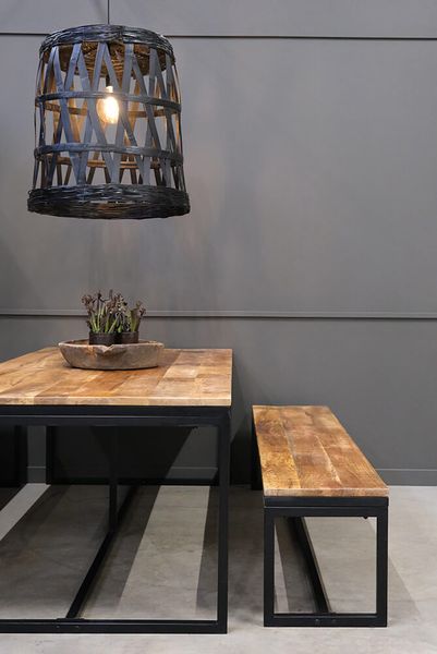 ELLI, Sitzbank 185 cm Holz-Metall Industriedesign