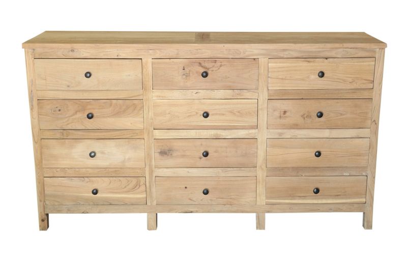 ELLI, Kommode Holz 12 Schubladen Landhaus Anrichte
