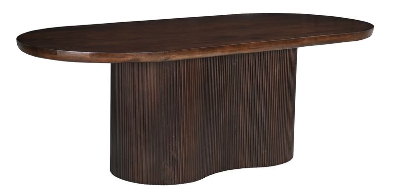 VILA, Designer Esstisch oval 300 cm dunkelbraun Holz, Säulentisch