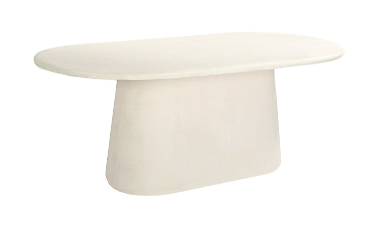SANTOS, weißer Esstisch oval 200 cm Mittelsäule, Designer Esstisch