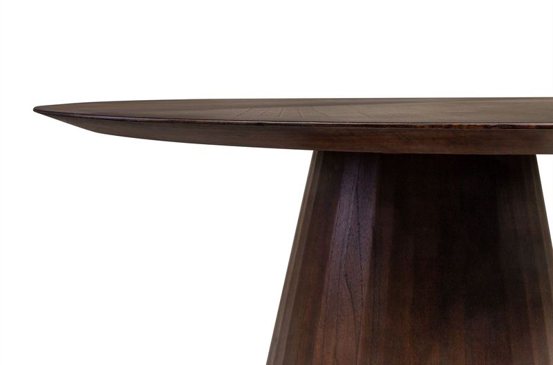 Esstisch PERL, runder Tisch 150 cm dunkelbraunes Holz Säulenfuß
