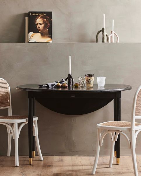 Esstisch ELLA rund D119 cm schwarz gold klappbar