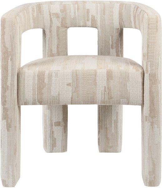 Designer Stuhl MADI Stoff beige-weiß, Armlehnstuhl