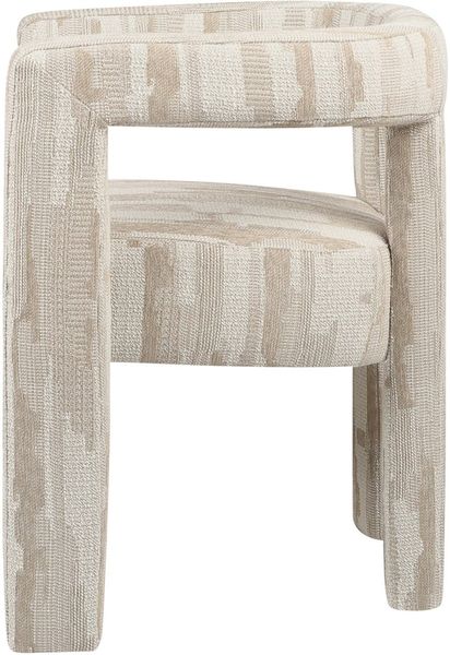 Designer Stuhl MADI Stoff beige-weiß, Armlehnstuhl