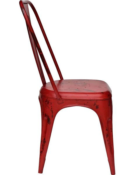 PEP, Bistrostuhl 4 Stück shabby rot Metall hohe Rückenlehne, vintage Möbel
