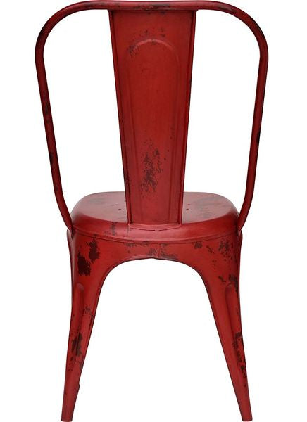 PEP, Bistrostuhl 4 Stück shabby rot Metall hohe Rückenlehne, vintage Möbel