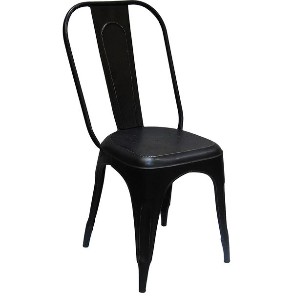 PEP, Bistrostuhl 4 Stück shabby schwarz Metall hohe Rückenlehne, vintage Möbel