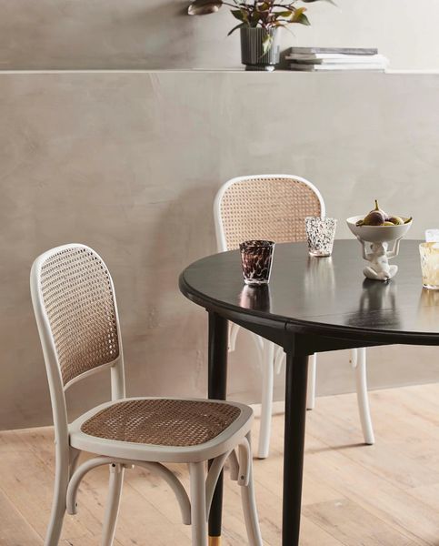 Esszimmerstuhl ELFI weiß Rattan-Holz 2 Stück Landhausstil