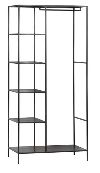 LONE, Garderobe Metall mit Kleiderstange und 4 Regale
