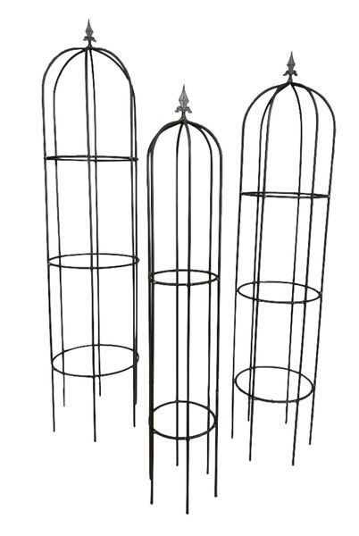 Gartendekoration 3er Set Eisen Rank-Obelisk antik rostig - Matz Möbel