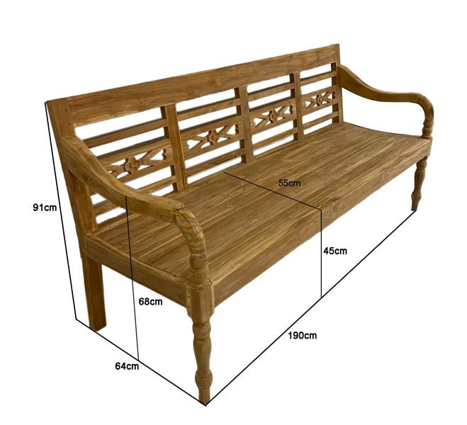 PARI, Gartenbank 190 cm Holz Landhausstil