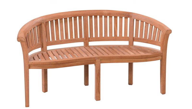 SURE, Gartenbank 150 cm halbrund Holz, Bananenbank